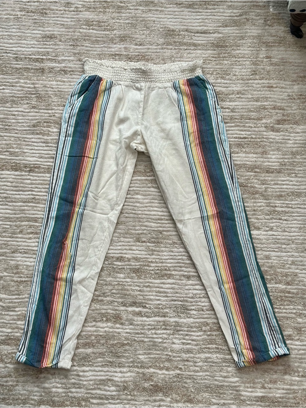 Rip Curl Cream Joggers with Multicolor Side Stripes